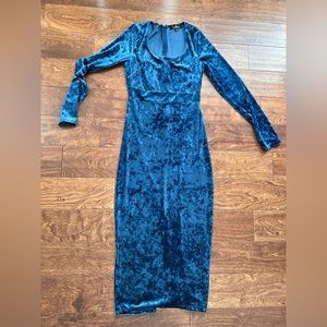 Velvet Fitted Midi Dress